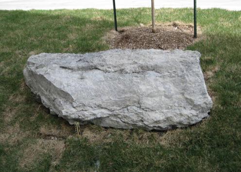 boulder 28 is limestone and is located on the east side of Slawson Hall